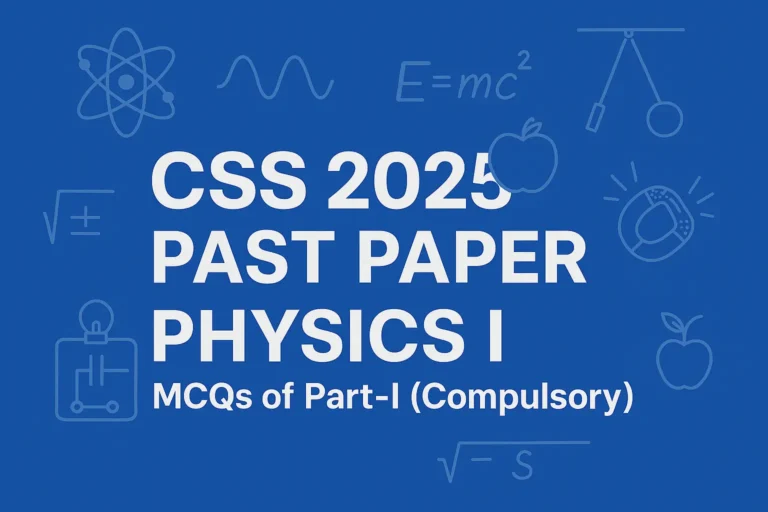 CSS 2025 Solved Past Paper – Physics I MCQs of Part-I (Compulsory)