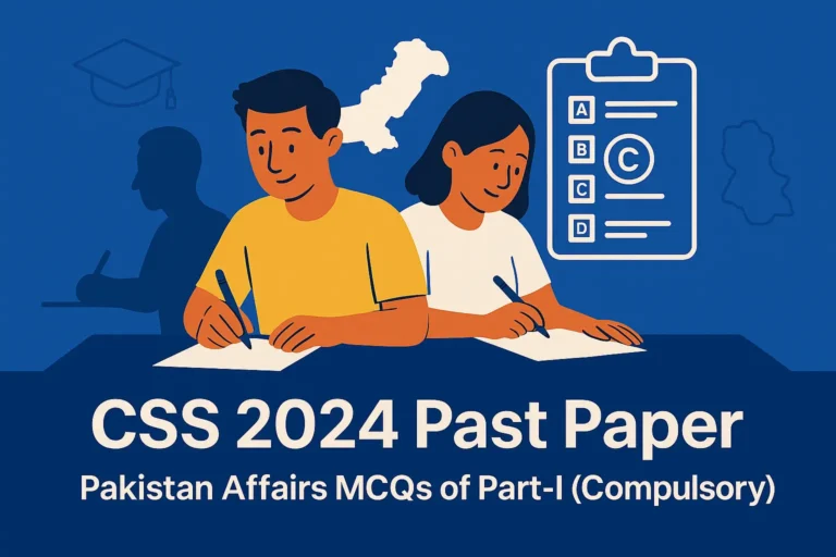 CSS 2024 Solved Past Paper – Pakistan Affairs MCQs of Part-I (Compulsory)