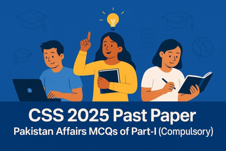 CSS 2025 Solved Past Paper – Pakistan Affairs MCQs of Part-I (Compulsory)