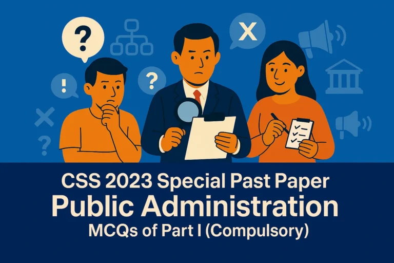 CSS Special Exam Past Paper 2023 Public Administration MCQs (Part 1)